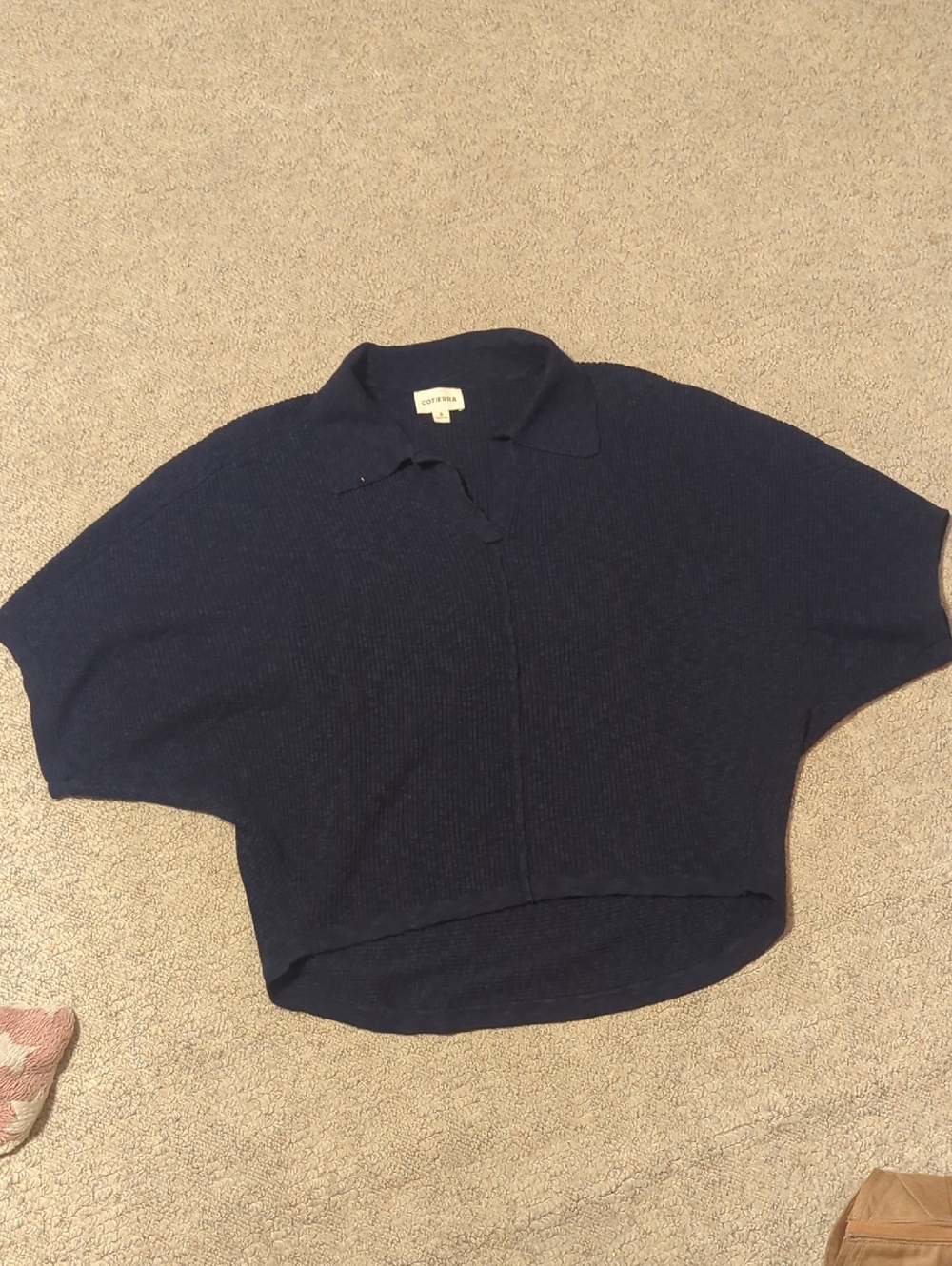 Cotierra Dark Navy Hi-Lo V-neck Dolman Small  Top
